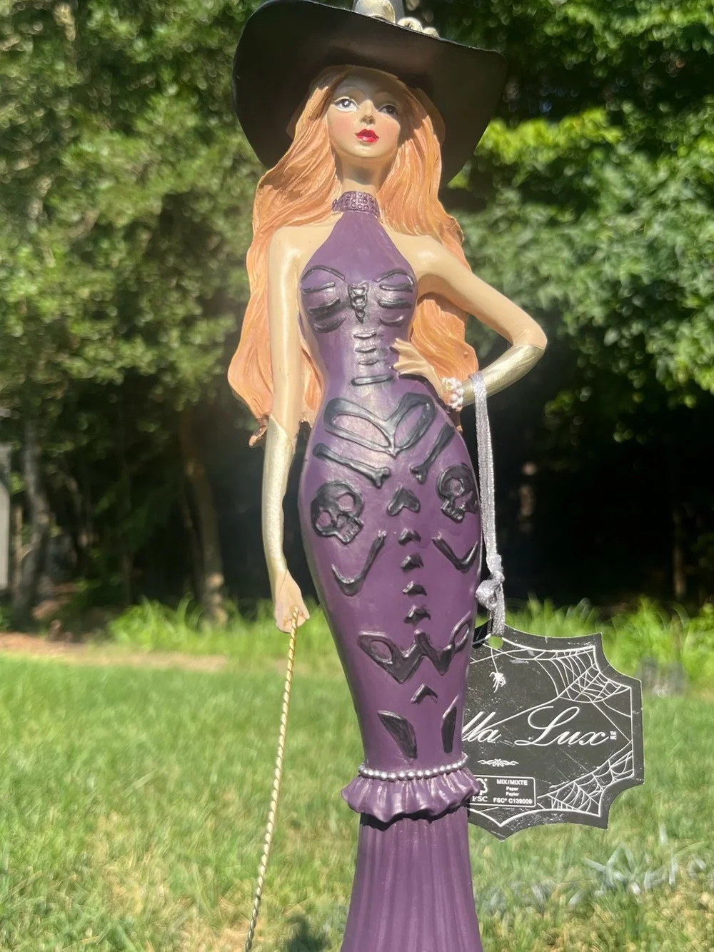 Elegant Purple Witch Figurine Decorative Accent